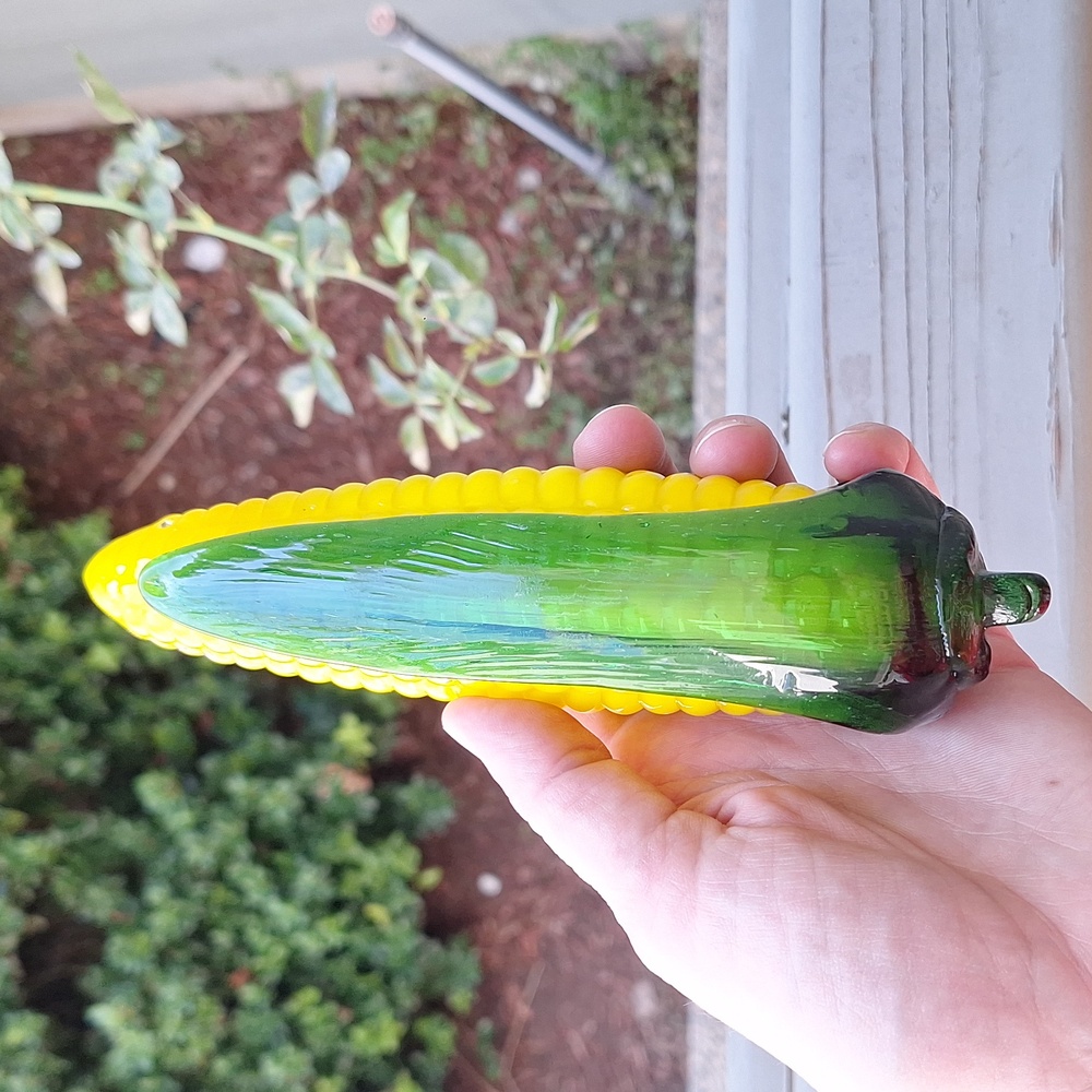 Vintage Murano Art Glass Corn On The Cob Handmade Hand Blown Artisan Farmhouse - Picture 2 of 5